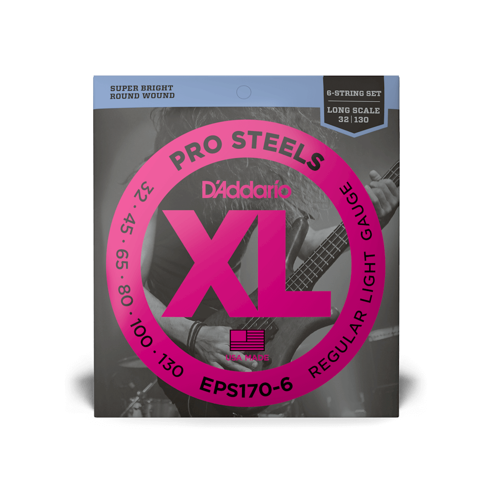 32-130 Regular Light 6-String, Long Scale, XL ProSteels Bass Strings