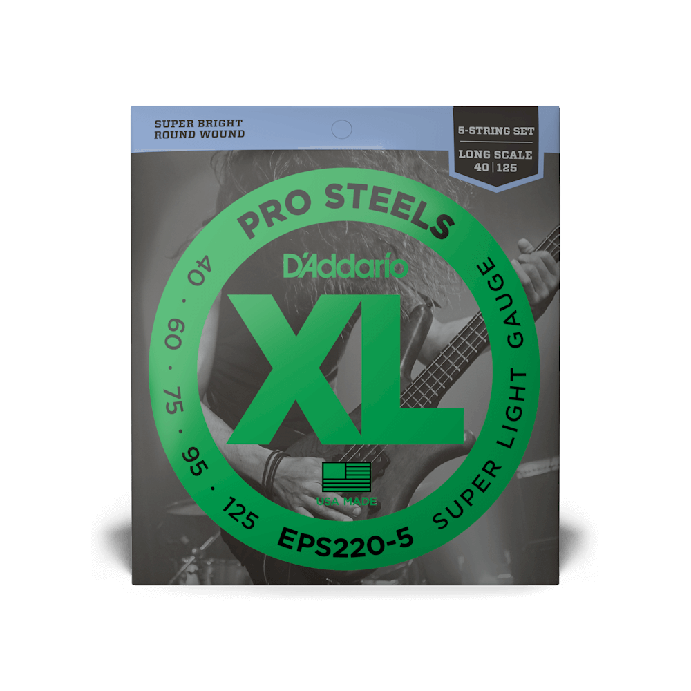 40-125 Super Light 5-String, Long Scale, XL ProSteels Bass Strings