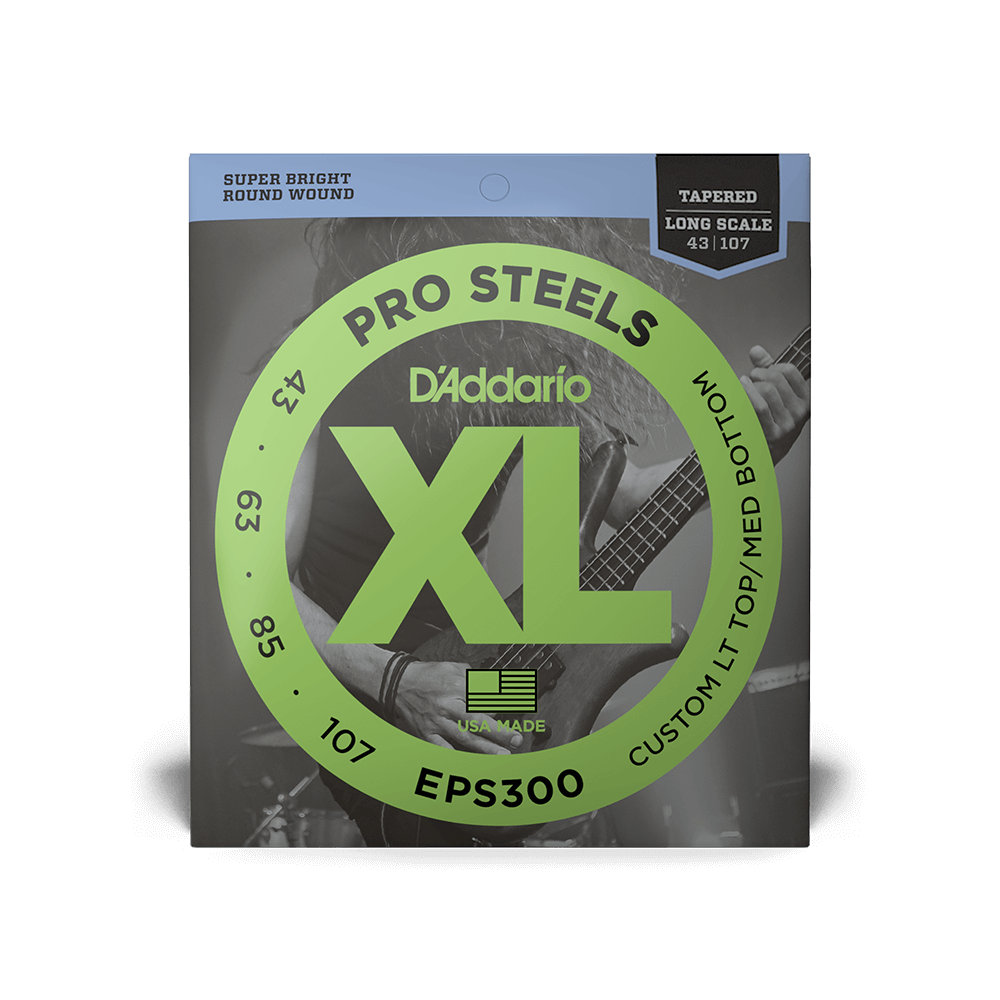 43-107 Custom Light Top/Medium Bottom Tapered, Long Scale, XL ProSteels Bass Strings