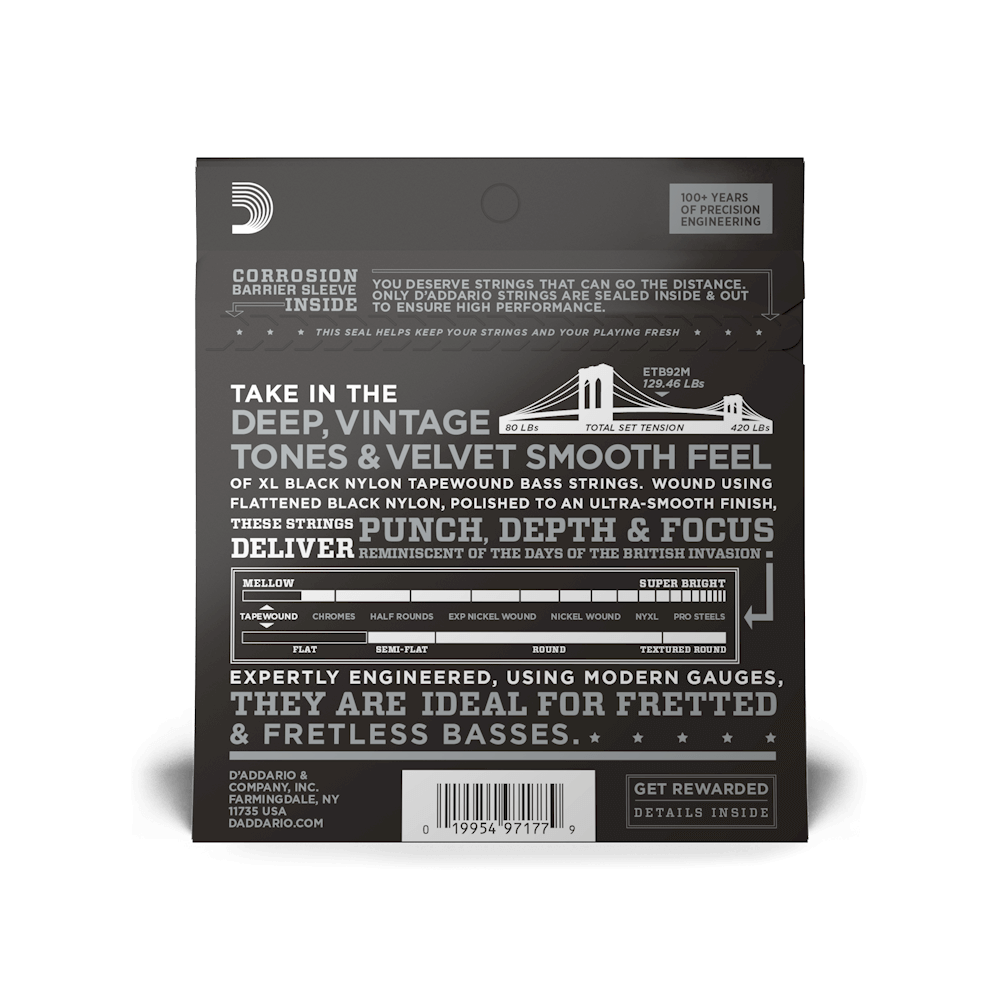 50-105 Medium, Medium Scale, XL Nylon Tapewound Bass Strings