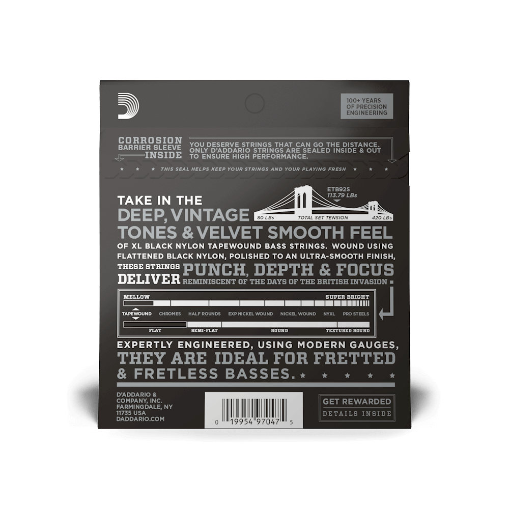 50-105 Medium, Short Scale, XL Nylon Tapewound Bass Strings