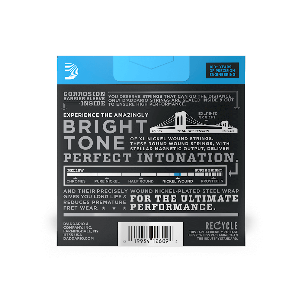 11-49 Medium, XL Nickel Electric Guitar Strings 3-Pack