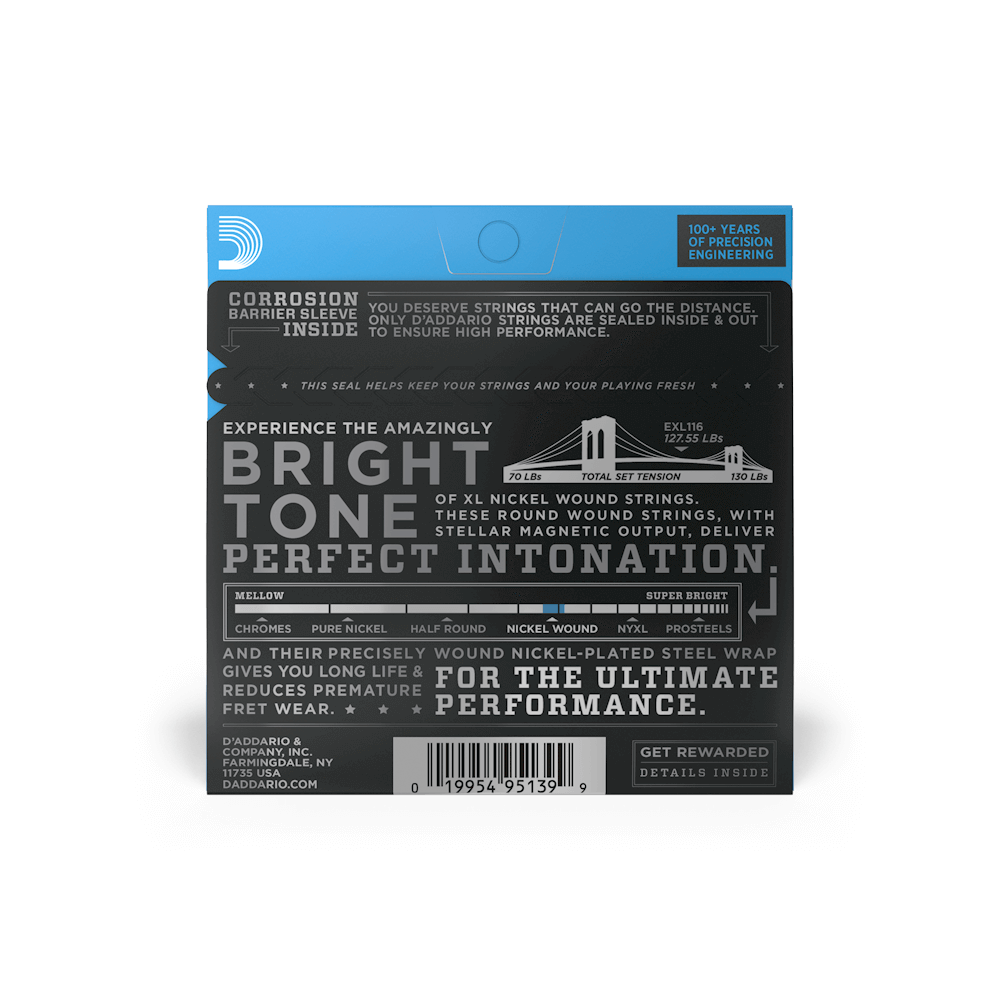 11-52 Medium Top/Heavy Bottom, XL Nickel Electric Guitar Strings