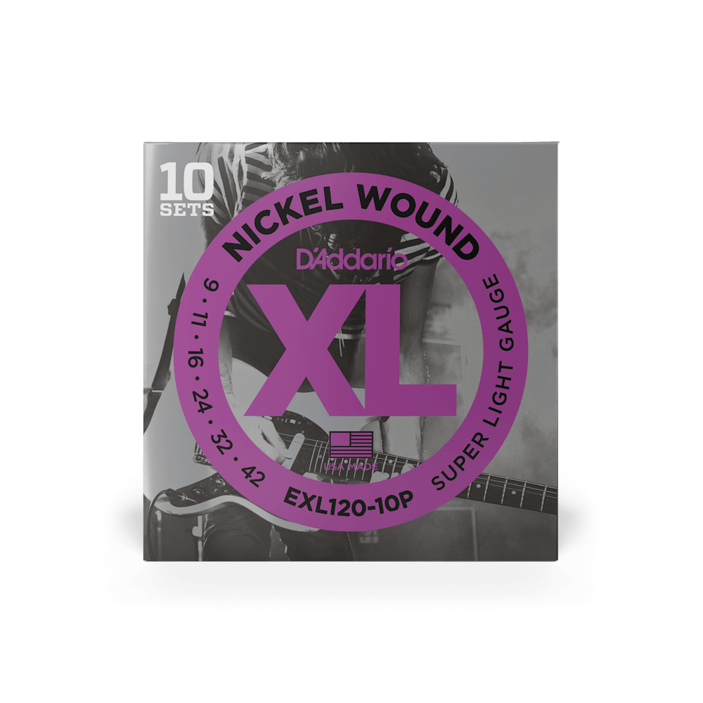 09-42 Super Light, XL Nickel Electric Guitar Strings 10-Pack