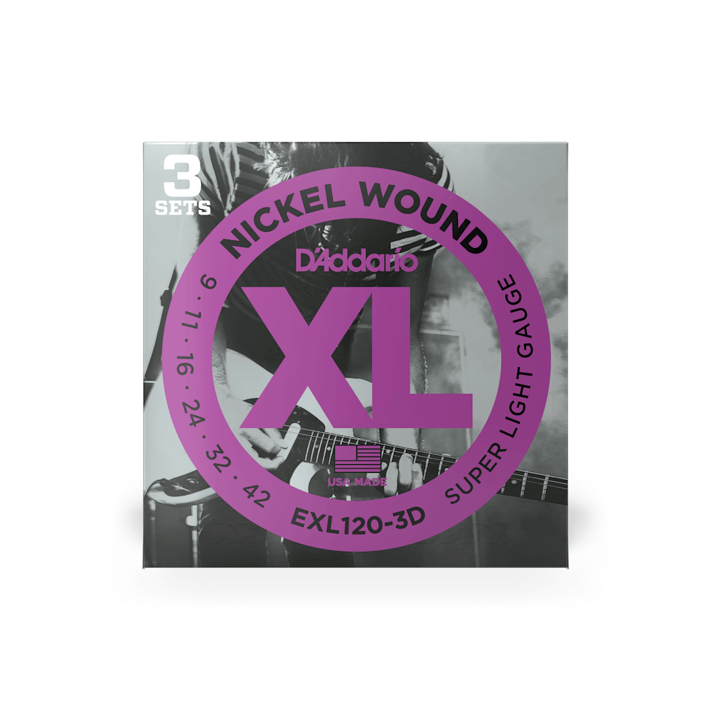 09-42 Super Light, XL Nickel Electric Guitar Strings 3-Pack