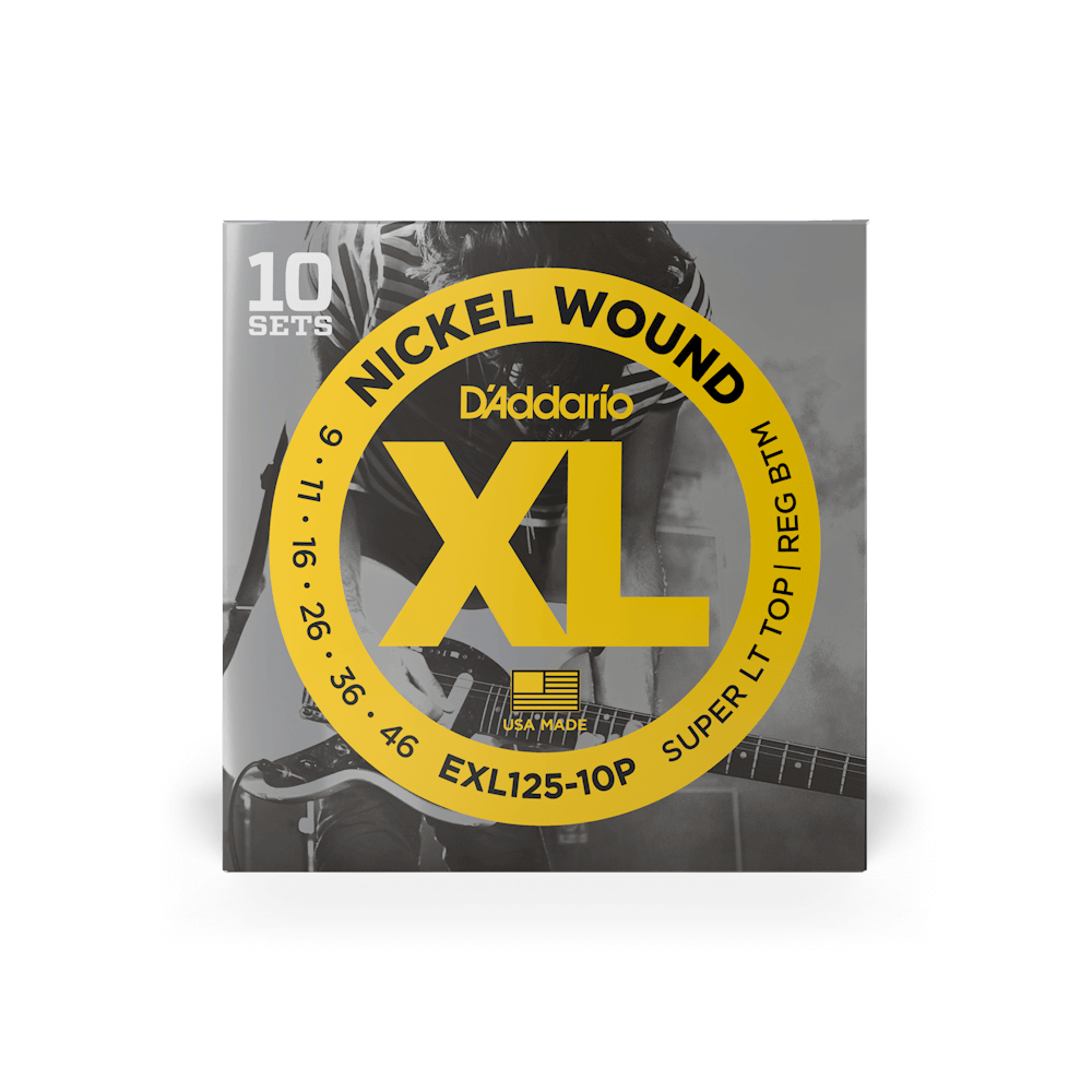 9-46 Super Light Top/Regular Bottom, XL Nickel Electric Guitar Strings 10-Pack
