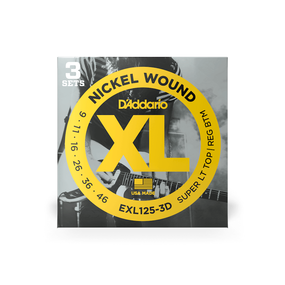 9-46 Super Light Top/Regular Bottom, XL Nickel Electric Guitar Strings 3-Pack