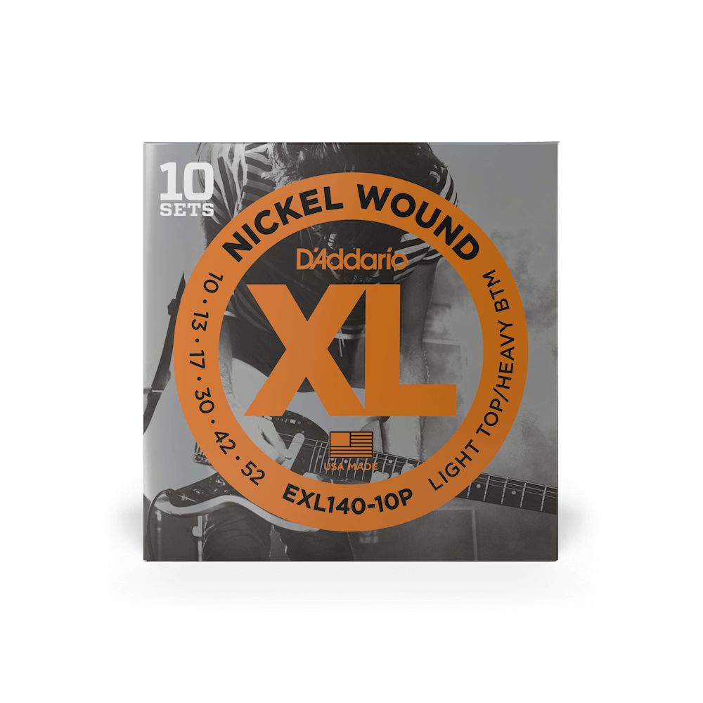 10-52 Light Top/Heavy Bottom, XL Nickel Electric Guitar Strings 10-Pack