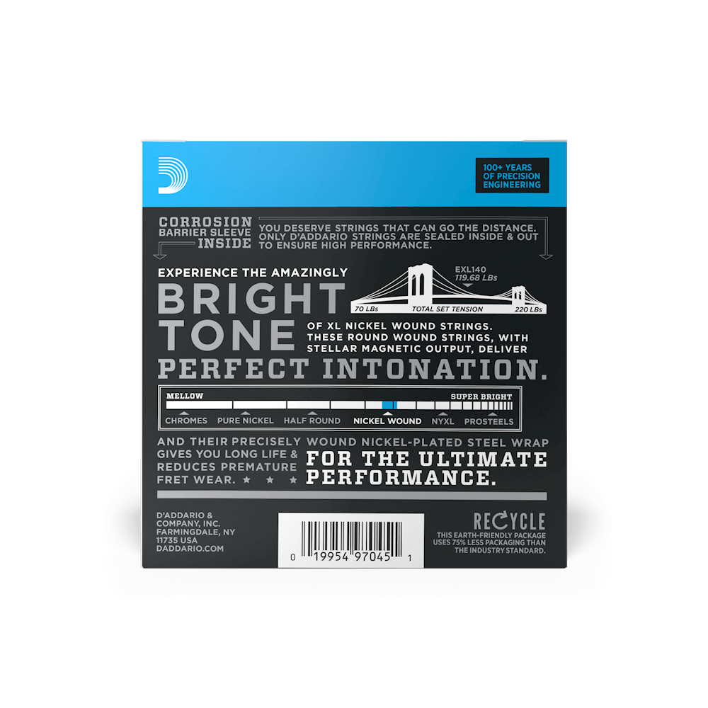 10-52 Light Top/Heavy Bottom, XL Nickel Electric Guitar Strings 10-Pack