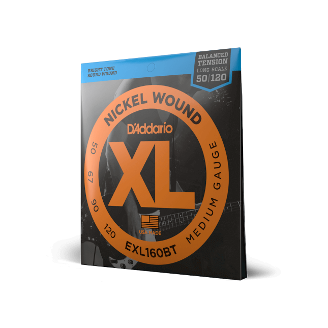 D'Addario EXL160BT Nickel Wound Bass Guitar Strings, Balanced Tension Medium, 50-120, Long Scale