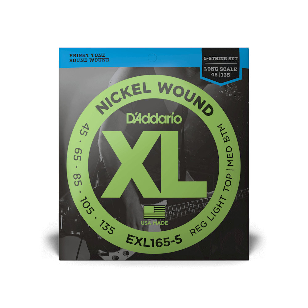 D'addario EXL165-5 Electric Bass 5-String Set Nickel Round Wound Long Scale  45-135 - jeu de 5 cordes Cordes basse électrique