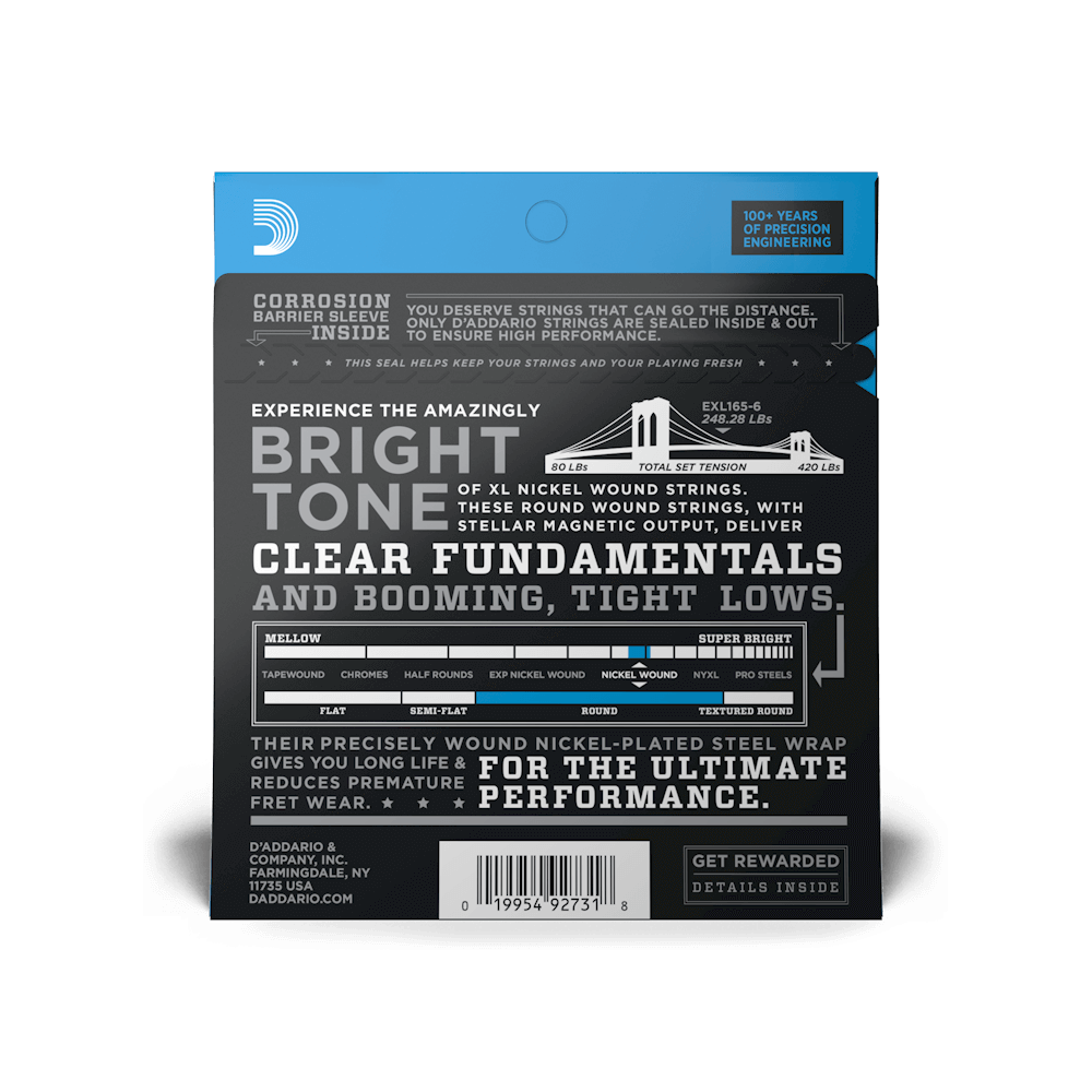 32-135 Regular Light Top/Medium Bottom 6-String, Long Scale, XL Nickel Bass Strings