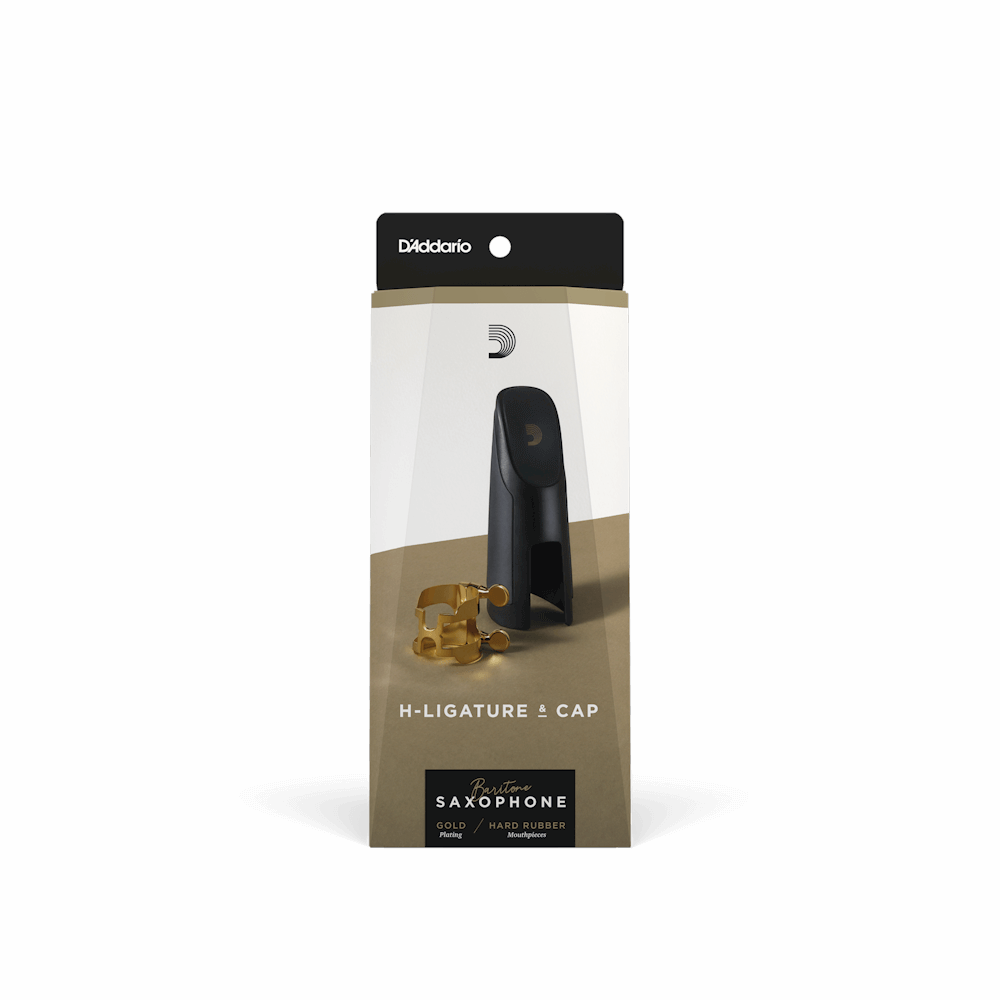 D'Addario H-Ligature & Cap, Baritone Saxophone (Hard Rubber Mouthpieces), Gold