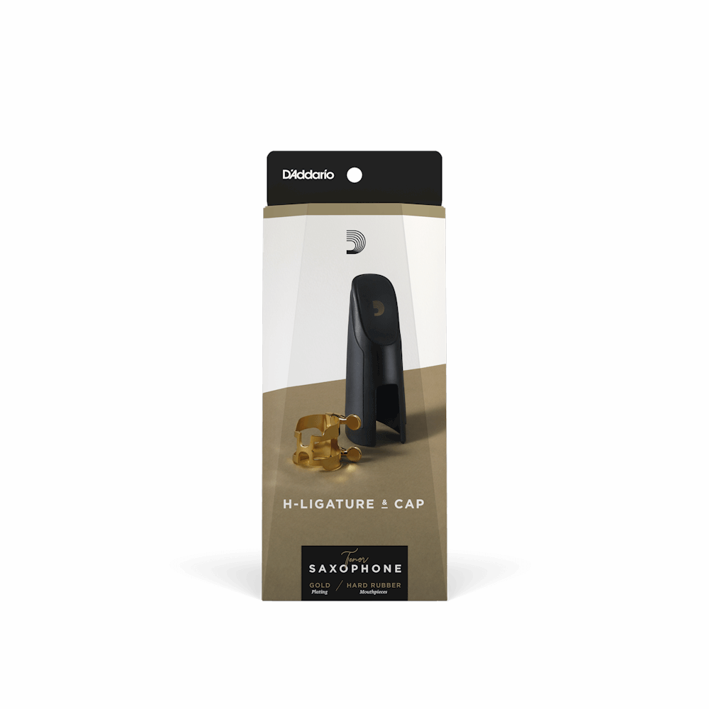 D'Addario H-Ligature & Cap, Tenor Saxophone (Hard Rubber Mouthpieces), Gold