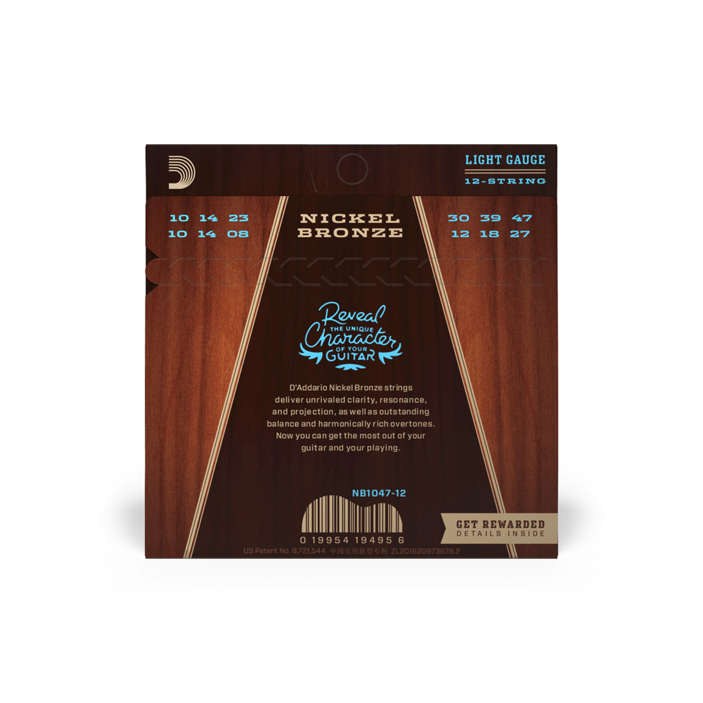 10-47 Light 12-String, Nickel Bronze Acoustic Guitar Strings