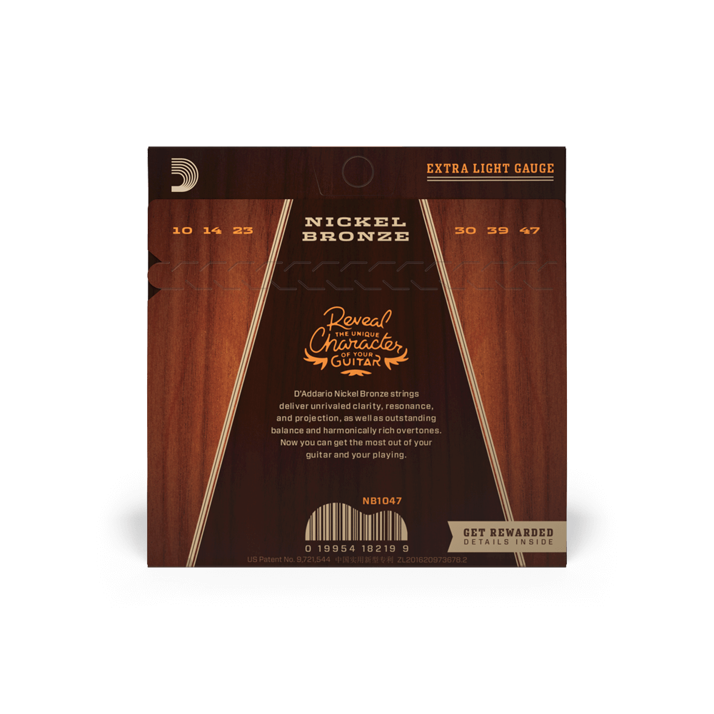 10-47 Extra Light, Nickel Bronze Acoustic Guitar Strings