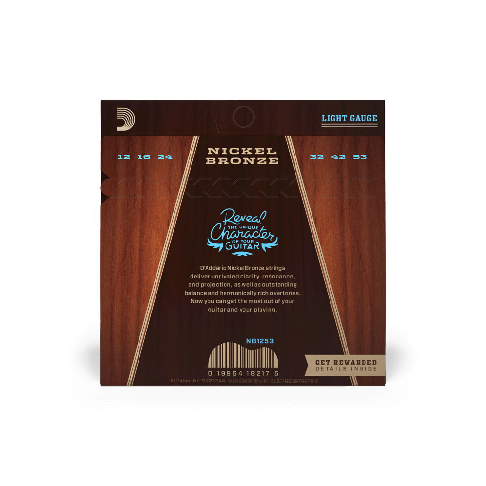 12-53 Light, Nickel Bronze Acoustic Guitar Strings