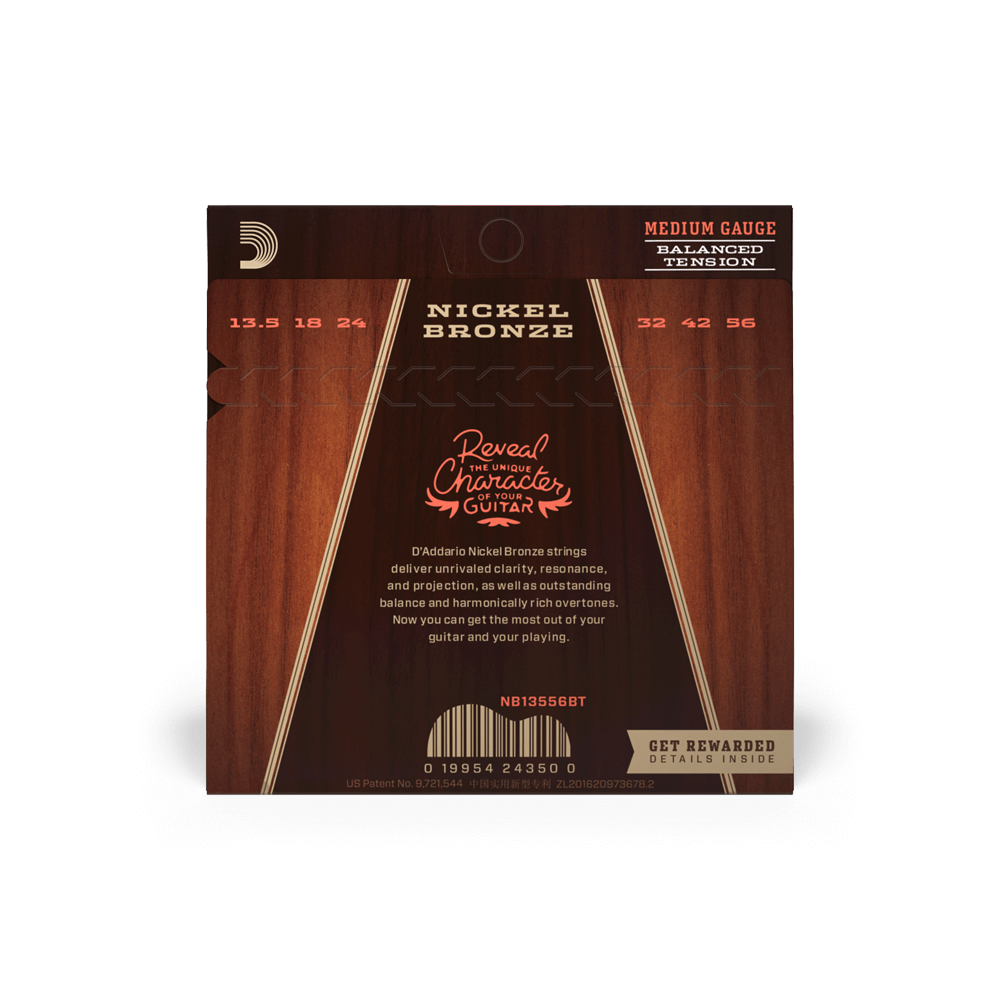 13.5-56 Medium Balanced Tension, Nickel Bronze Acoustic Guitar Strings