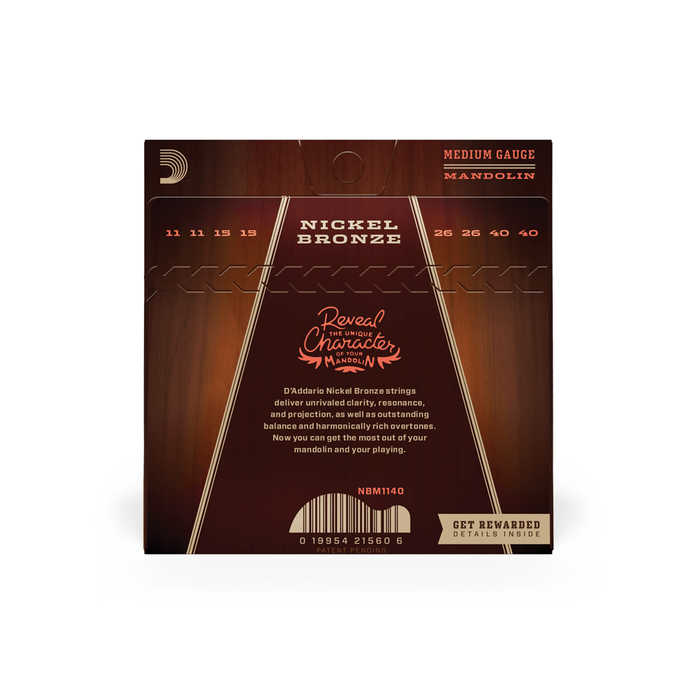 D'Addario NBM1140 Nickel Bronze Mandolin Strings, Medium, 11-40