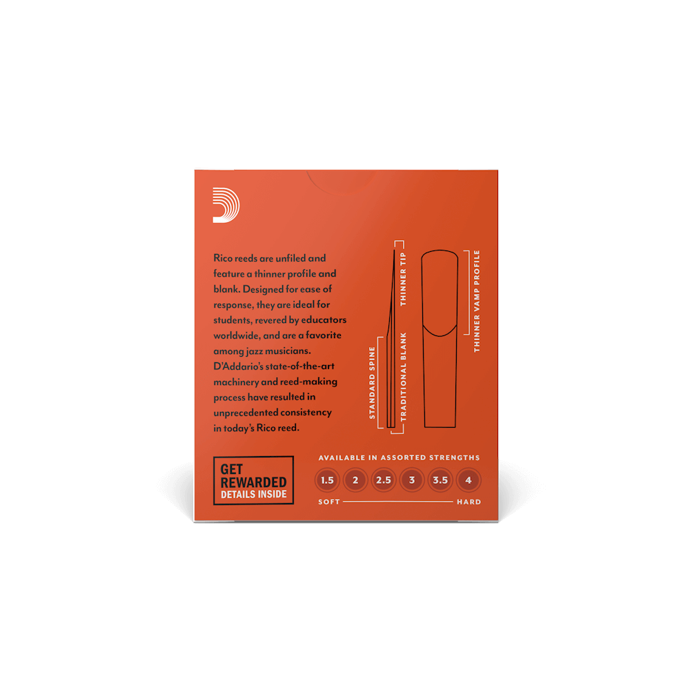 DAddario D'Addario Rico Clarinet Reed 1.5  Great for beginners 19954273460 Great for the  new term 