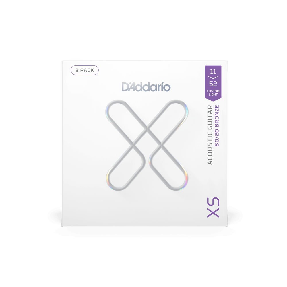 11-52 Custom Light, XS 80/20 Bronze Coated Acoustic Guitar Strings 3-Pack