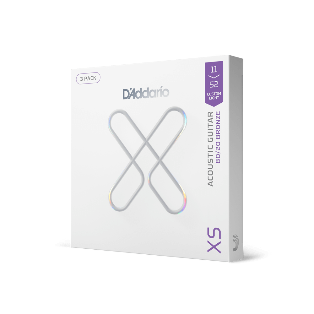 11-52 Custom Light, XS 80/20 Bronze Coated Acoustic Guitar Strings 3-Pack