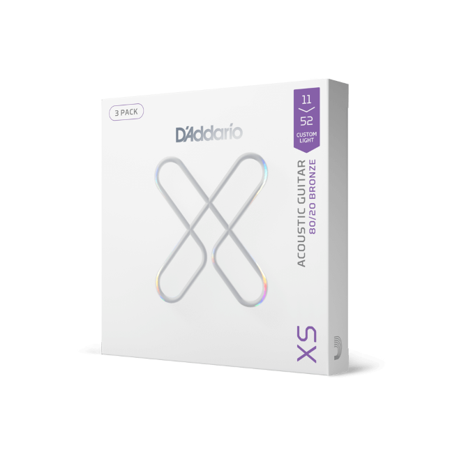 11-52 Custom Light, XS 80/20 Bronze Coated Acoustic Guitar Strings 3-Pack