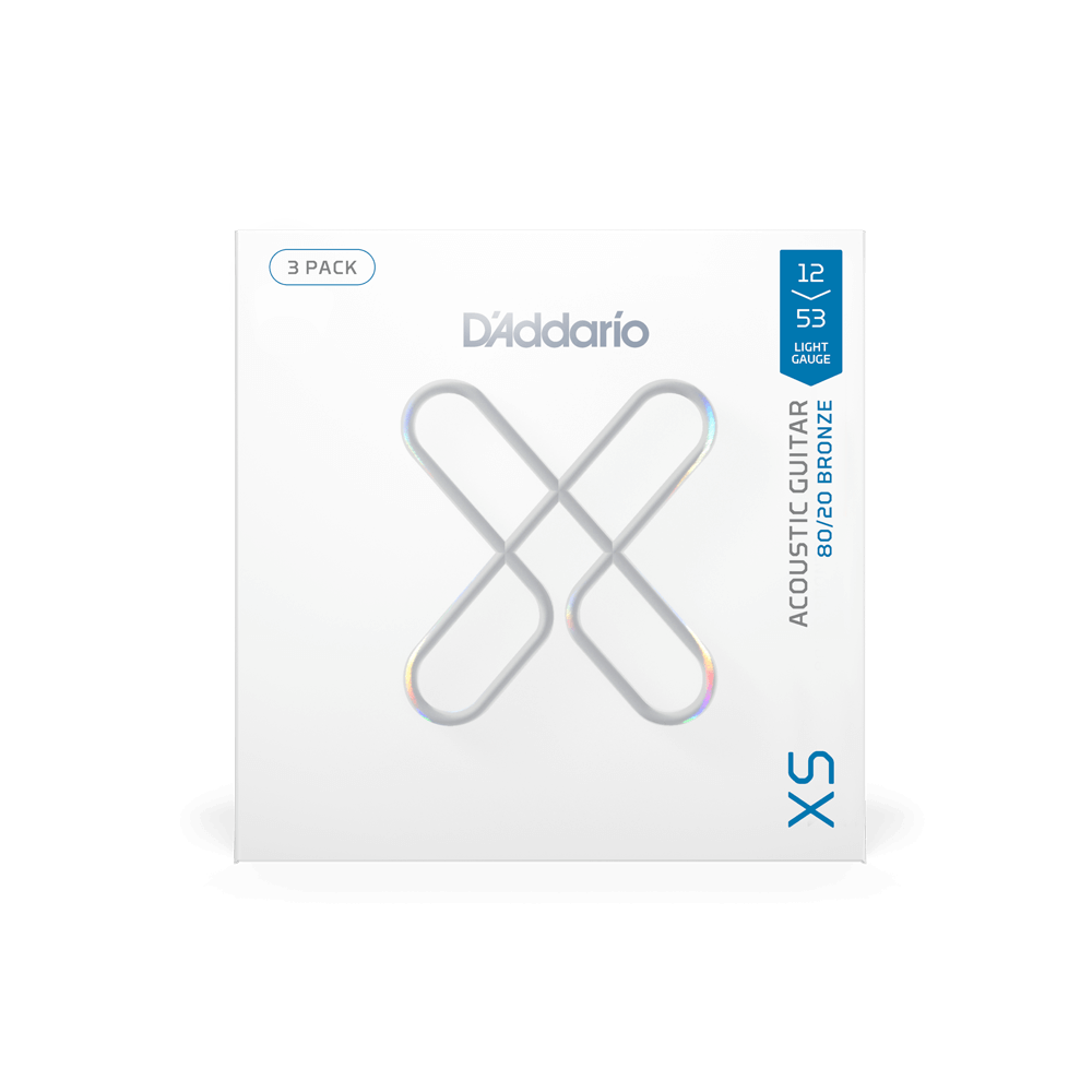 12-53 Regular Light, XS 80/20 Bronze Coated Acoustic Guitar Strings 3-Pack