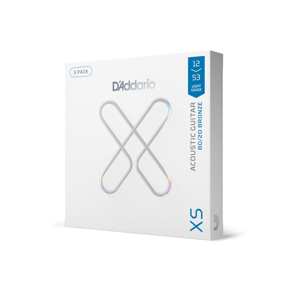 12-53 Regular Light, XS 80/20 Bronze Coated Acoustic Guitar Strings 3-Pack