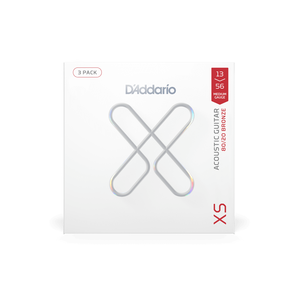 13-56 Medium, XS 80/20 Bronze Coated Acoustic Guitar Strings 3-Pack