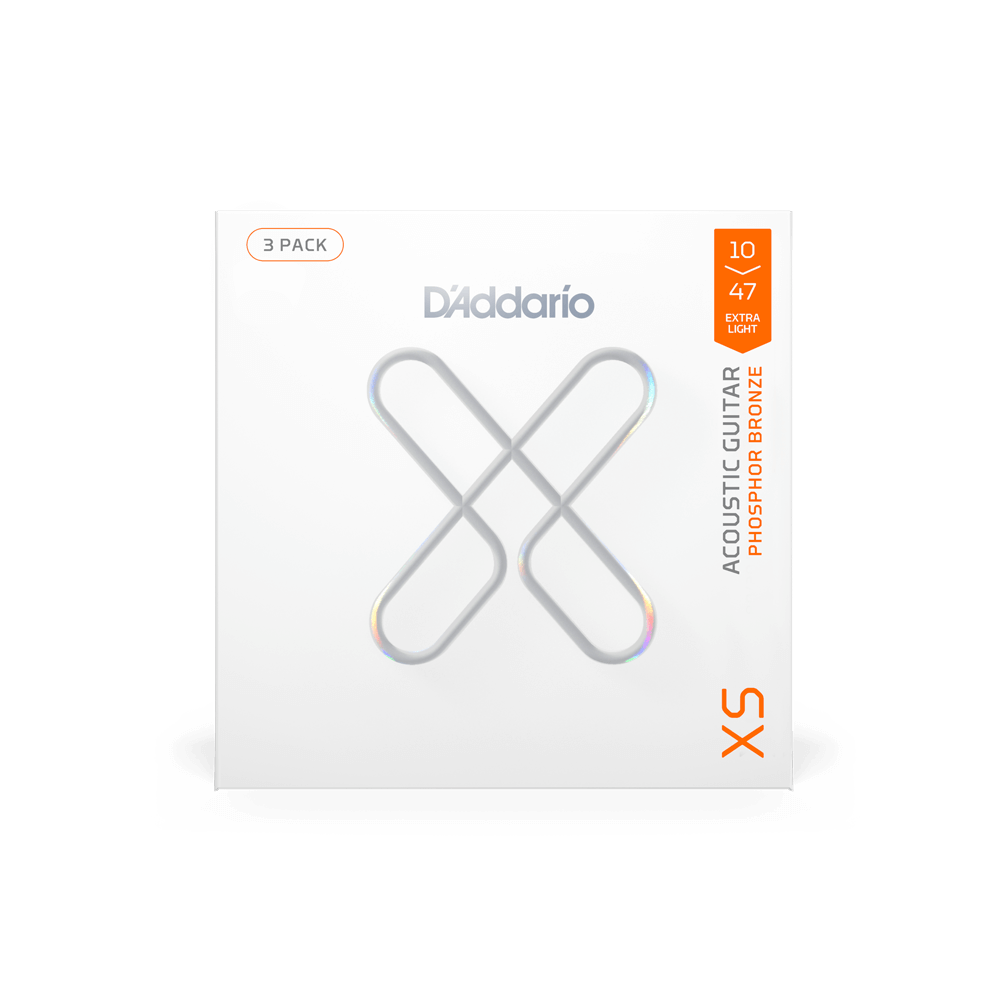 10-47 Extra Light, XS Phosphor Bronze Coated Acoustic Guitar Strings 3-Pack