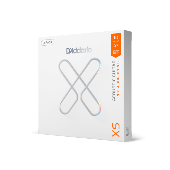 10-47 Extra Light, XS Phosphor Bronze Coated Acoustic Guitar Strings 3-Pack