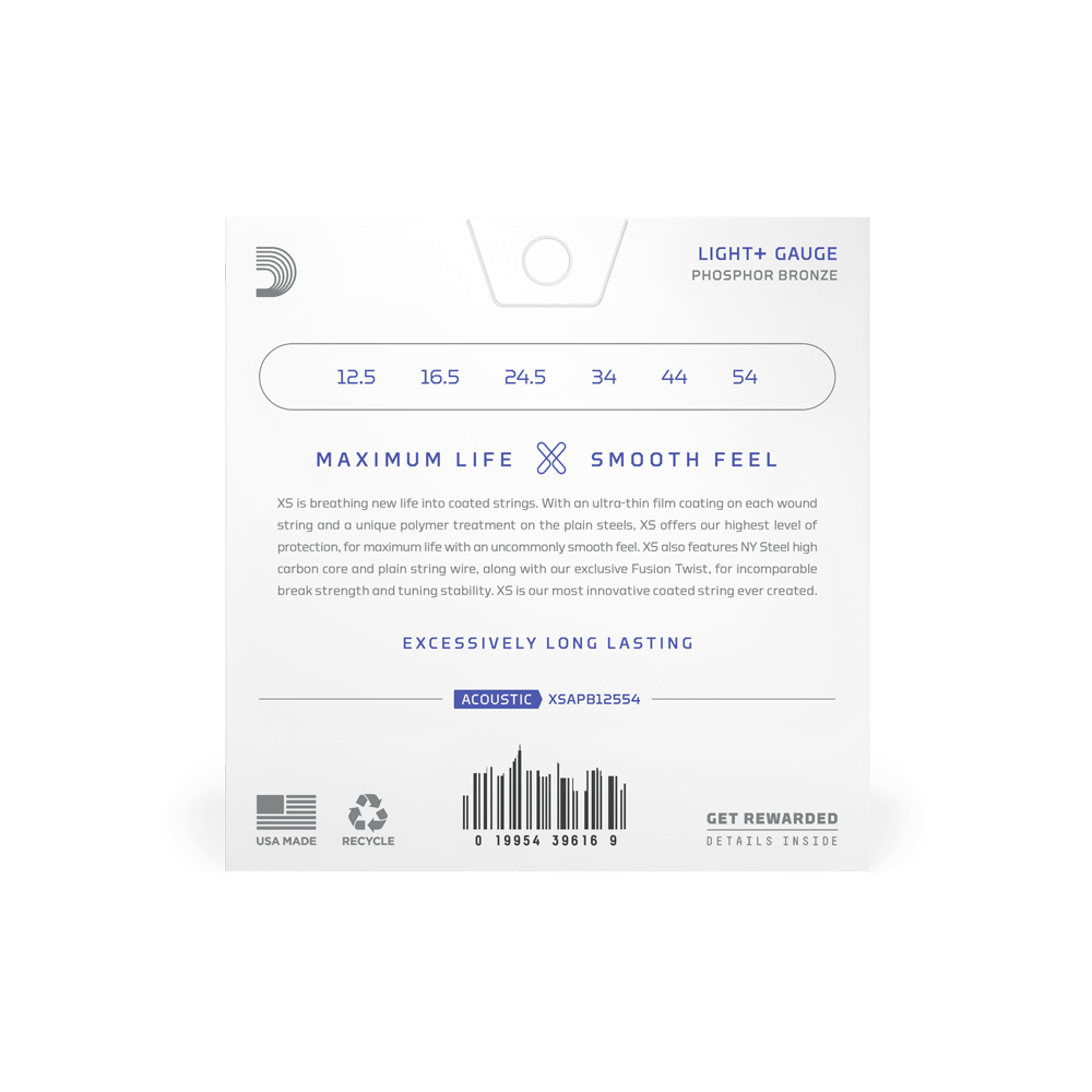 12.5-54 Light Plus, XS Phosphor Bronze Coated Acoustic Guitar Strings