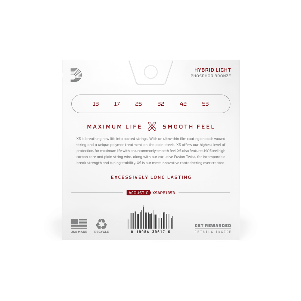 13-53 Hybrid Light, XS Phosphor Bronze Coated Acoustic Guitar Strings