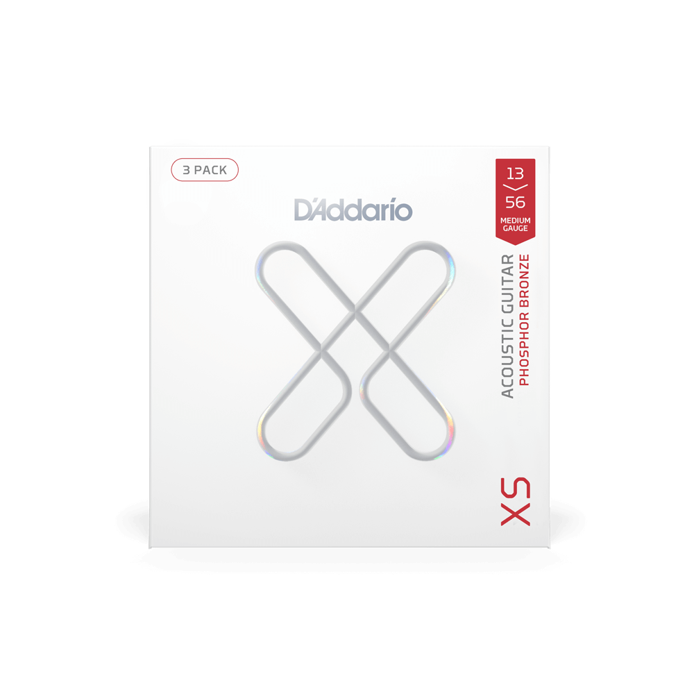 13-56 Medium, XS Phosphor Bronze Coated Acoustic Guitar Strings 3-Pack