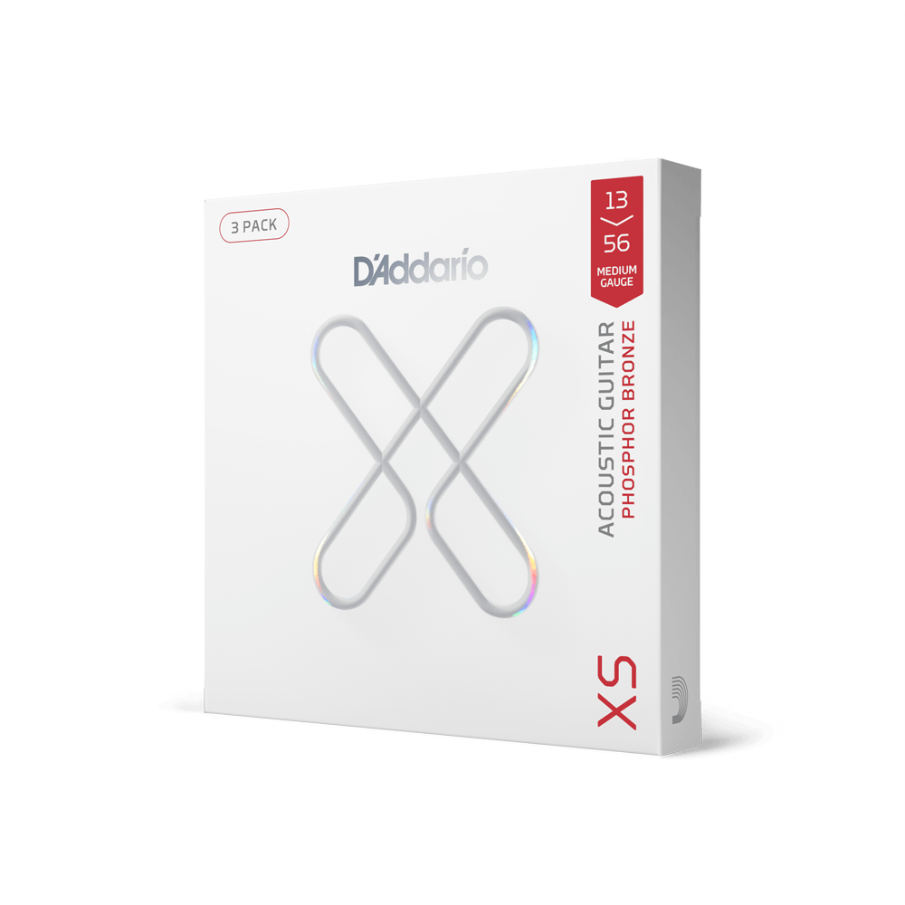 13-56 Medium, XS Phosphor Bronze Coated Acoustic Guitar Strings 3-Pack