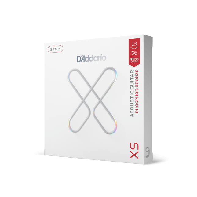 13-56 Medium, XS Phosphor Bronze Coated Acoustic Guitar Strings 3-Pack