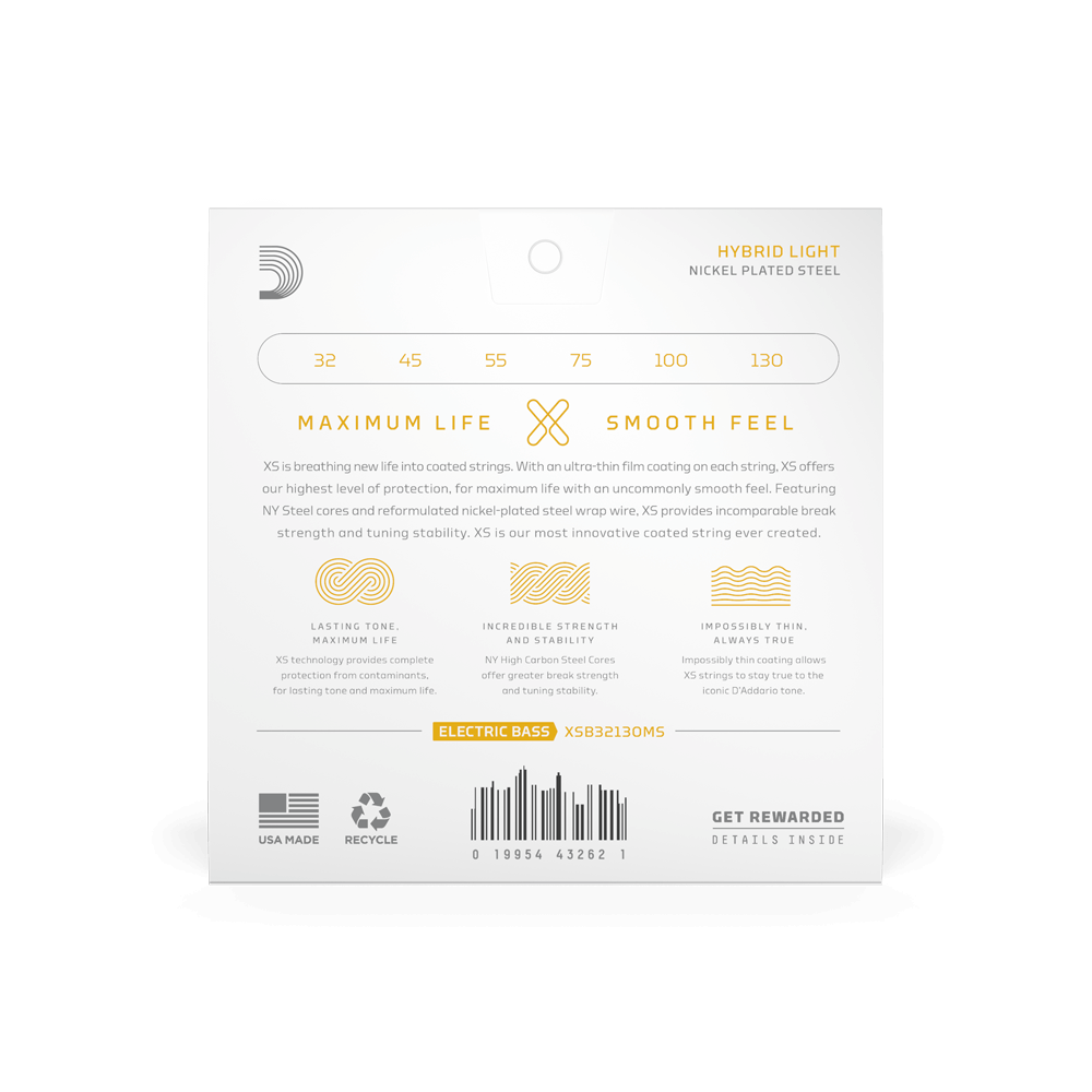 32-130 Hybrid Light, Multiscale Coated Bass Strings