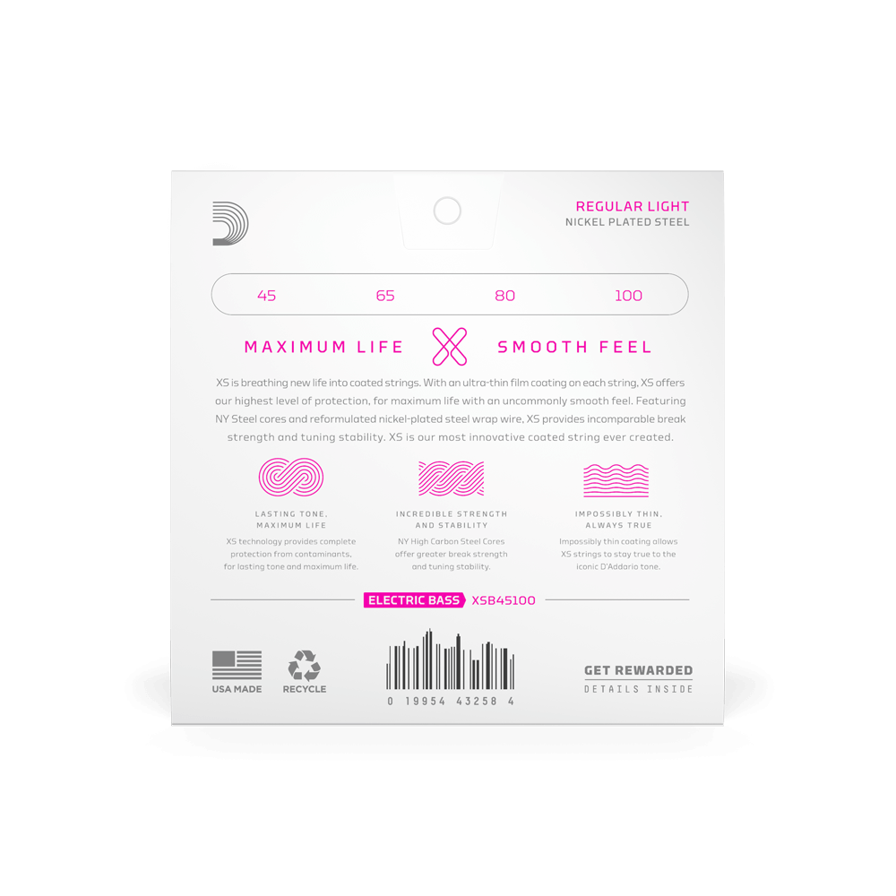 45-100 Regular Light, Long Scale Coated Bass Strings