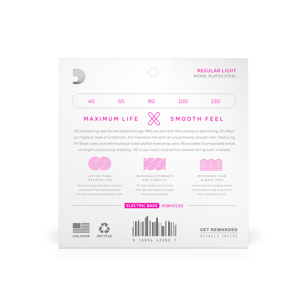 45-130 Regular Light, Long Scale Coated Bass Strings