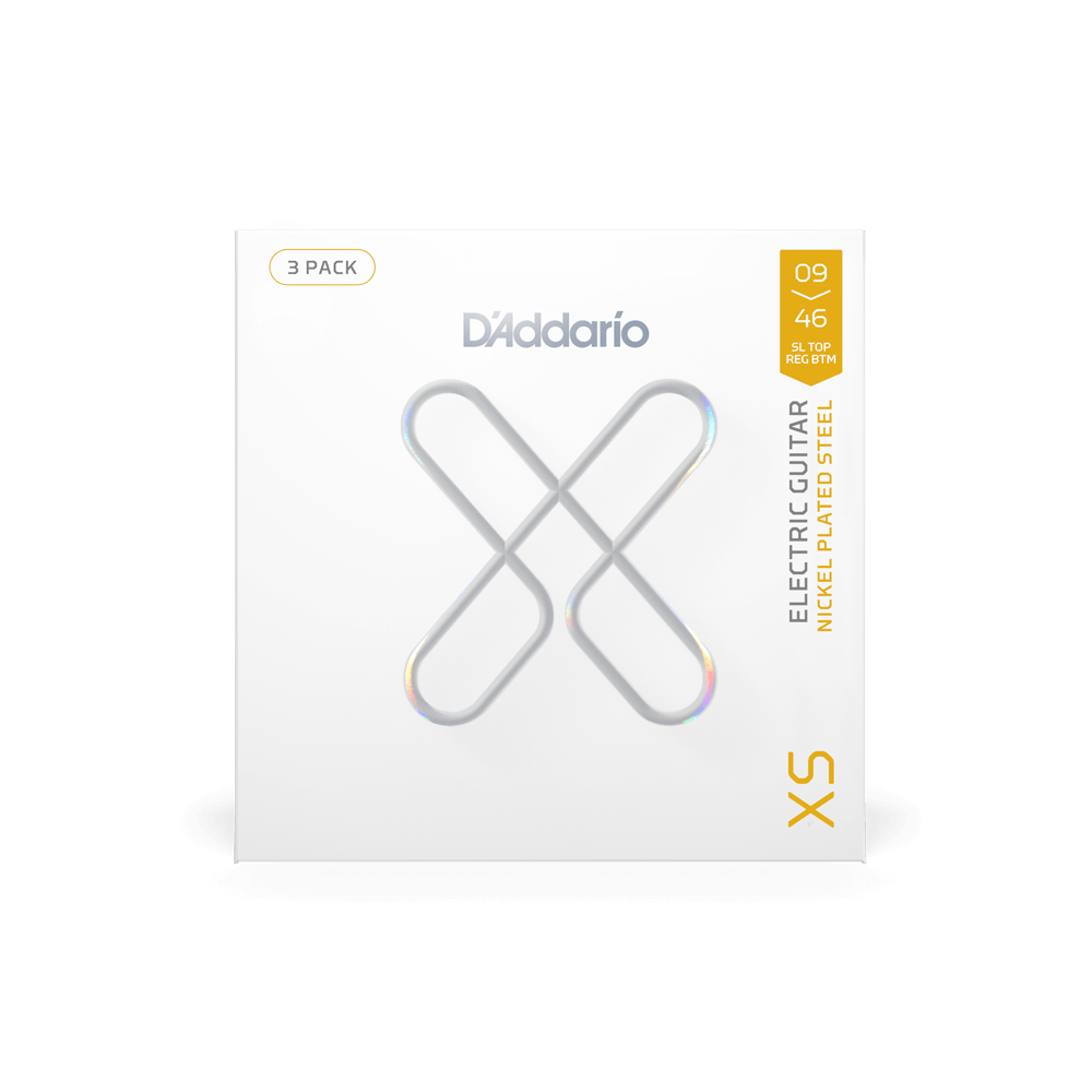 09-46 Super Lt Top/Reg Btm, XS Nickel Coated Electric Guitar Strings 3-Pack