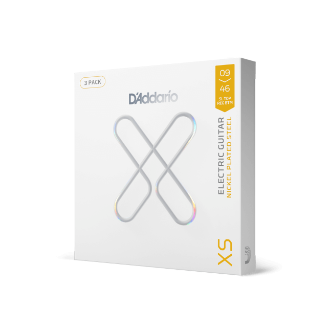 09-46 Super Lt Top/Reg Btm, XS Nickel Coated Electric Guitar Strings 3-Pack