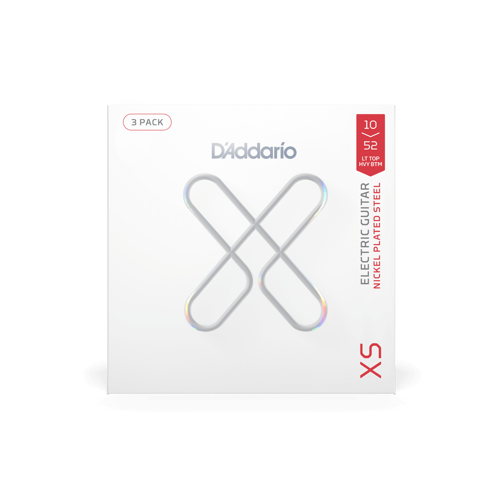 10-52 Light Top/Hvy Btm, XS Nickel Coated Electric Guitar Strings 3-Pack