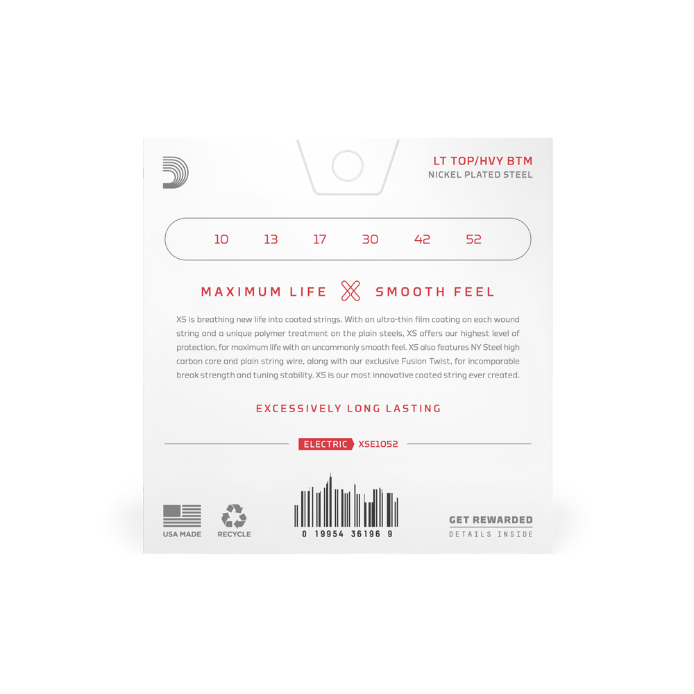 10-52 Light Top/Hvy Btm, XS Nickel Coated Electric Guitar Strings