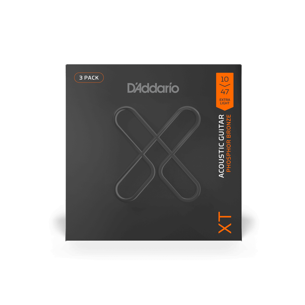 10-47 Extra Light, XT Phosphor Bronze Coated Acoustic Guitar Strings 3-Pack