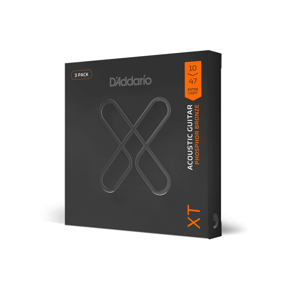 10-47 Extra Light, XT Phosphor Bronze Coated Acoustic Guitar Strings 3-Pack