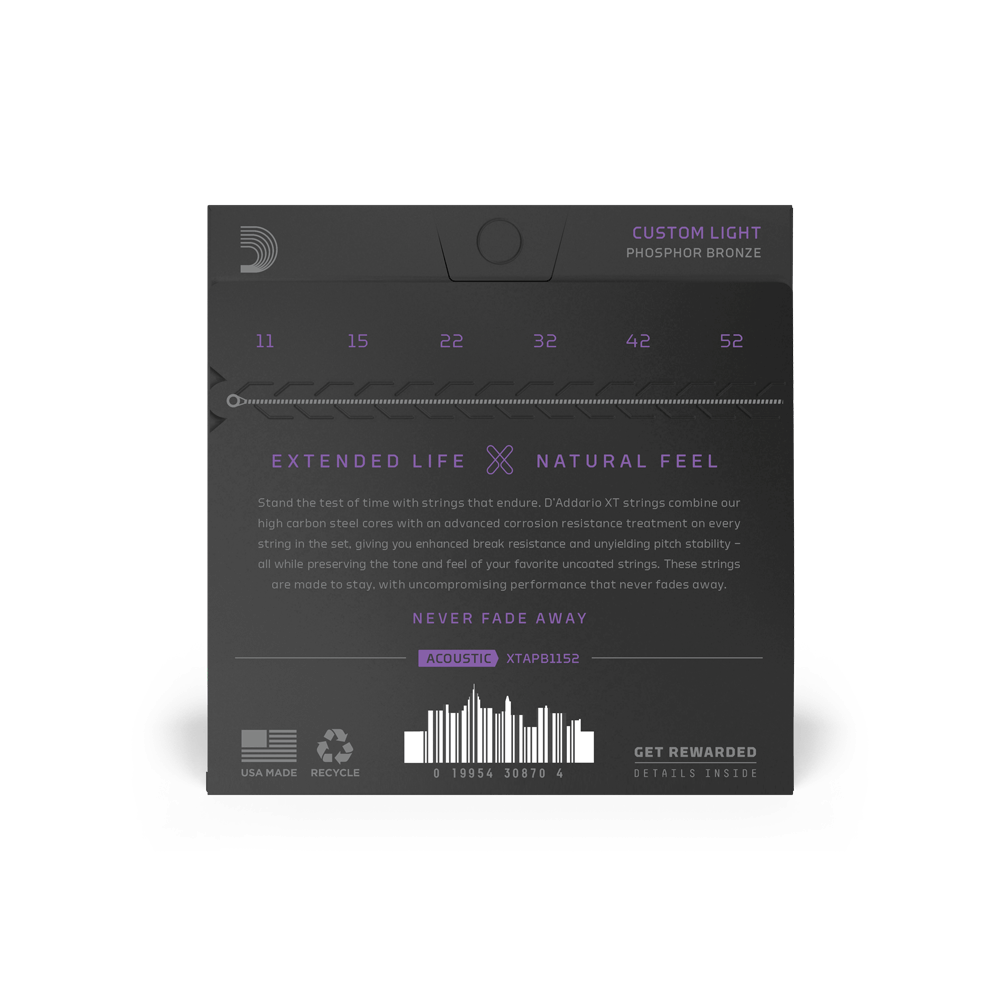 11-52 Custom Light, XT Phosphor Bronze Coated Acoustic Guitar Strings