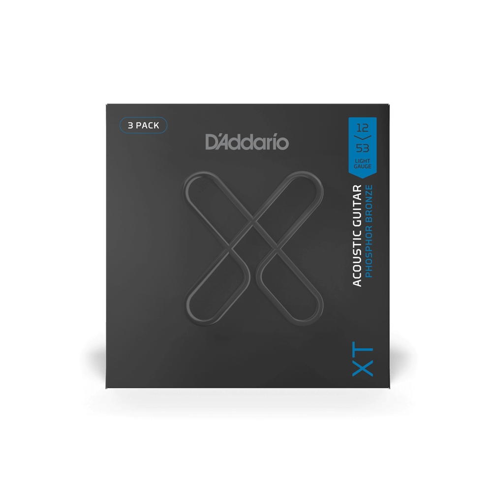 12-53 Light, XT Phosphor Bronze Coated Acoustic Guitar Strings 3-Pack