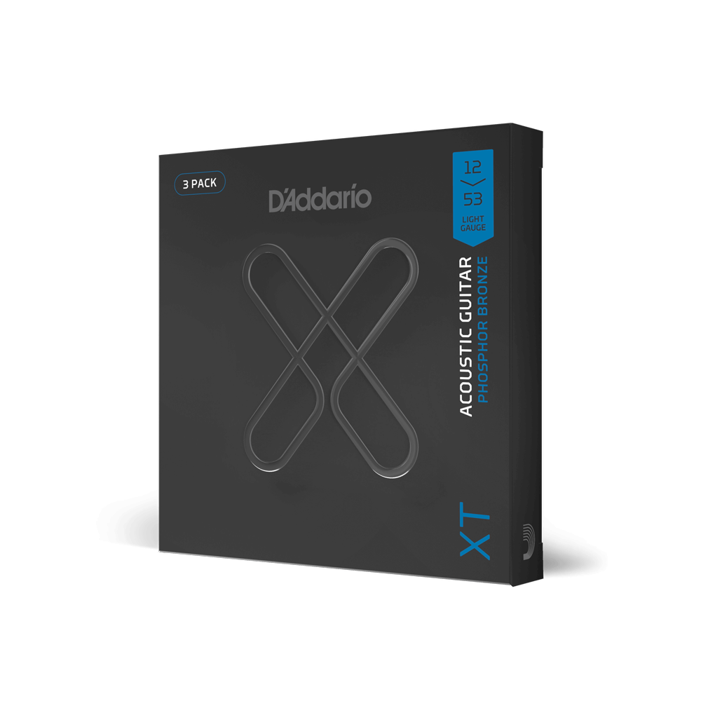 12-53 Light, XT Phosphor Bronze Coated Acoustic Guitar Strings 3-Pack