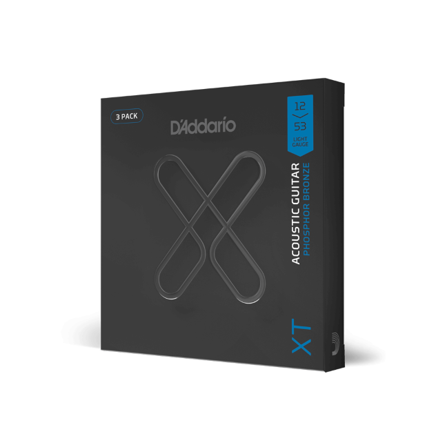 12-53 Light, XT Phosphor Bronze Coated Acoustic Guitar Strings 3-Pack